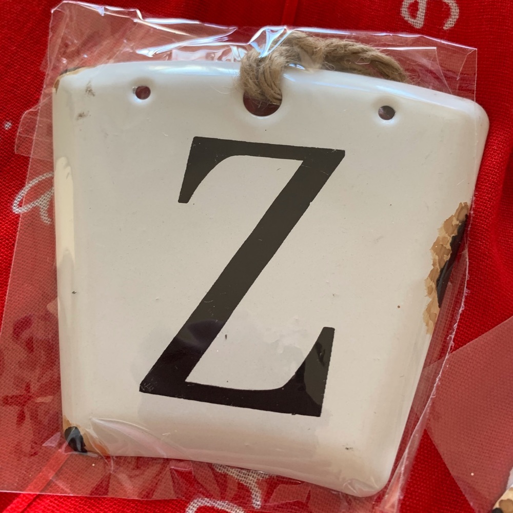 NEW Enamel  Metal Monogram Ornament Decor Distressed Letter “Z”